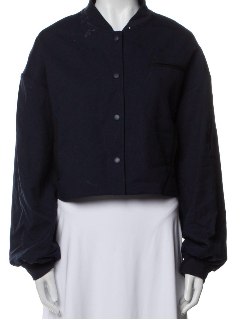 Frankie Shop Cropped Bomber Jacket in Navy